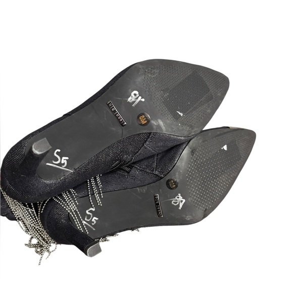 Gianni Bini Kaitrin Rainbow Rhinestone Fringe Bandana Boots Black Denim SZ 8 - Picture 6 of 11